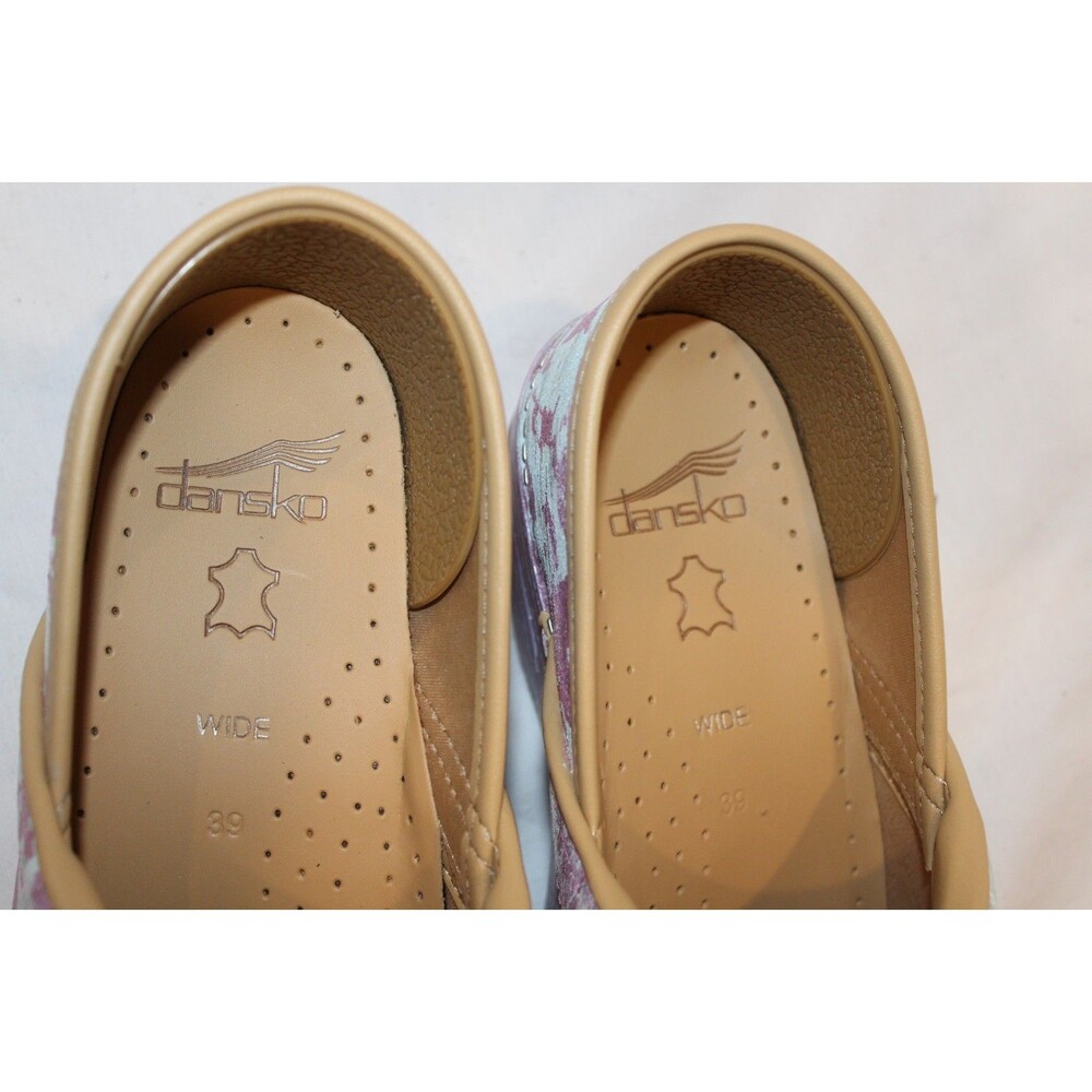 DANSKO WOMEN'S PROFESSIONAL SLIP ON METALLIC CLOGS WIDE NIB PINK - Picture 5 of 8